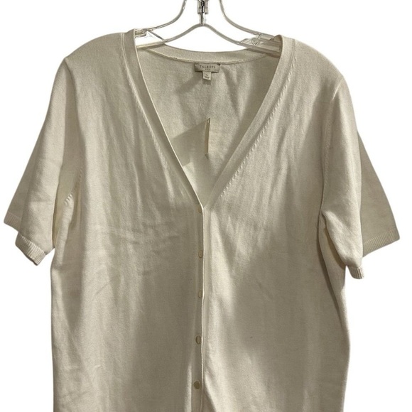 Talbots Women's XL Ivory Short Sleeve Button Down Cardigan Sweater - Picture 2 of 11